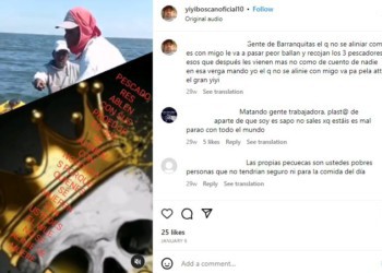 Extortionists threaten a fisher in a video posted to Instagram